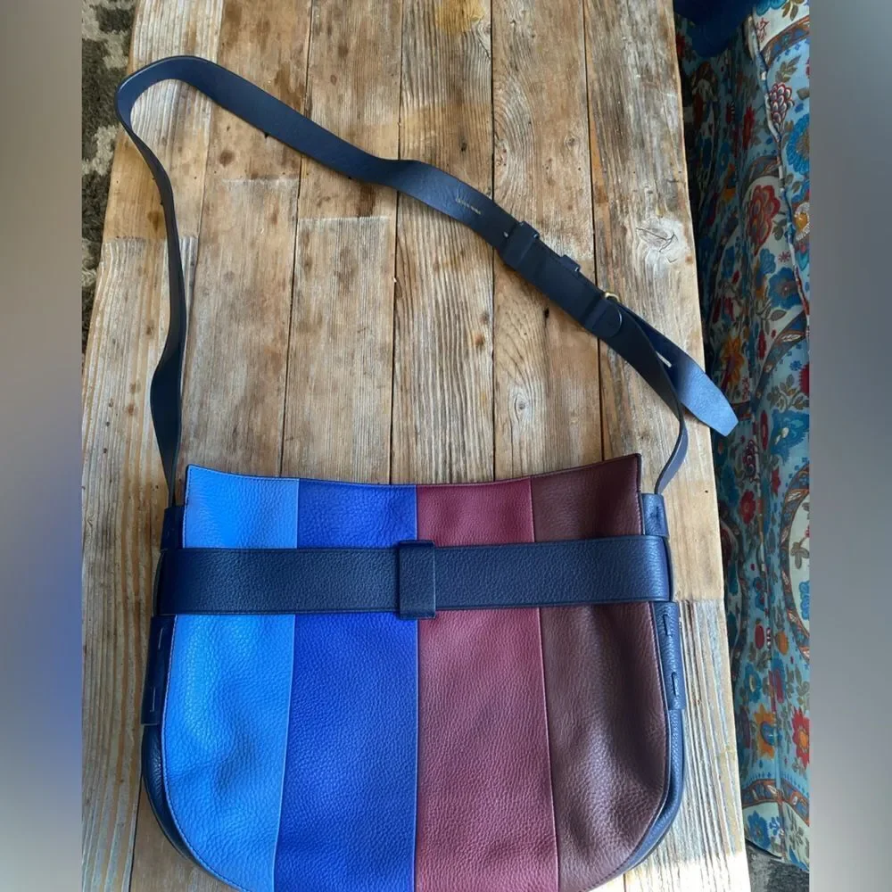 TORY BURCH Gemini Link Striped Multi Belted Hobo Cross Body Bag